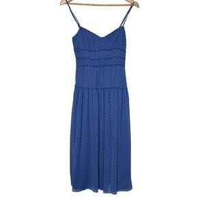 Talulah‎ Dress Midi Tiered Polka Dot Blue Black Size Small